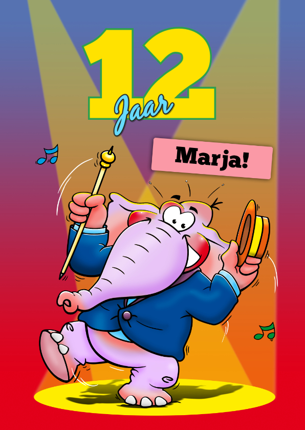 Grappige verjaardagskaart voor tiener met dansende olifant - Verjaardagskaarten Verjaardagskaarten - Grappige verjaardagskaart voor tiener met dansende olifant