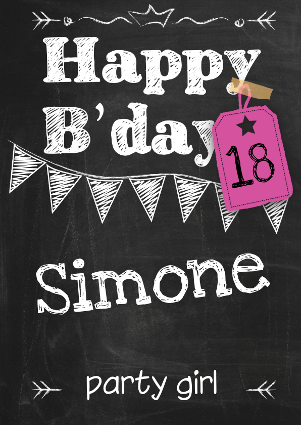 Happy B'day schoolbord vrouw ByF - Verjaardagskaarten Verjaardagskaarten - Happy B'day schoolbord vrouw ByF