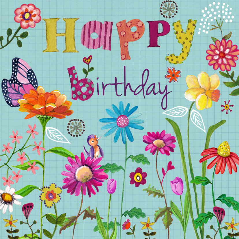 Happy Birthday BLOEM Bloemen Vrolijk B - Verjaardagskaarten Verjaardagskaarten - Happy Birthday BLOEM Bloemen Vrolijk B