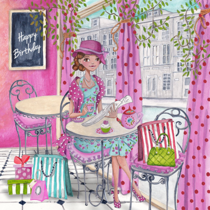 Happy Birthday cafe meisje kado - Verjaardagskaarten Verjaardagskaarten - Happy Birthday cafe meisje kado