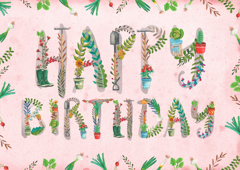 Verjaardagskaarten - Happy Birthday Tuinieren