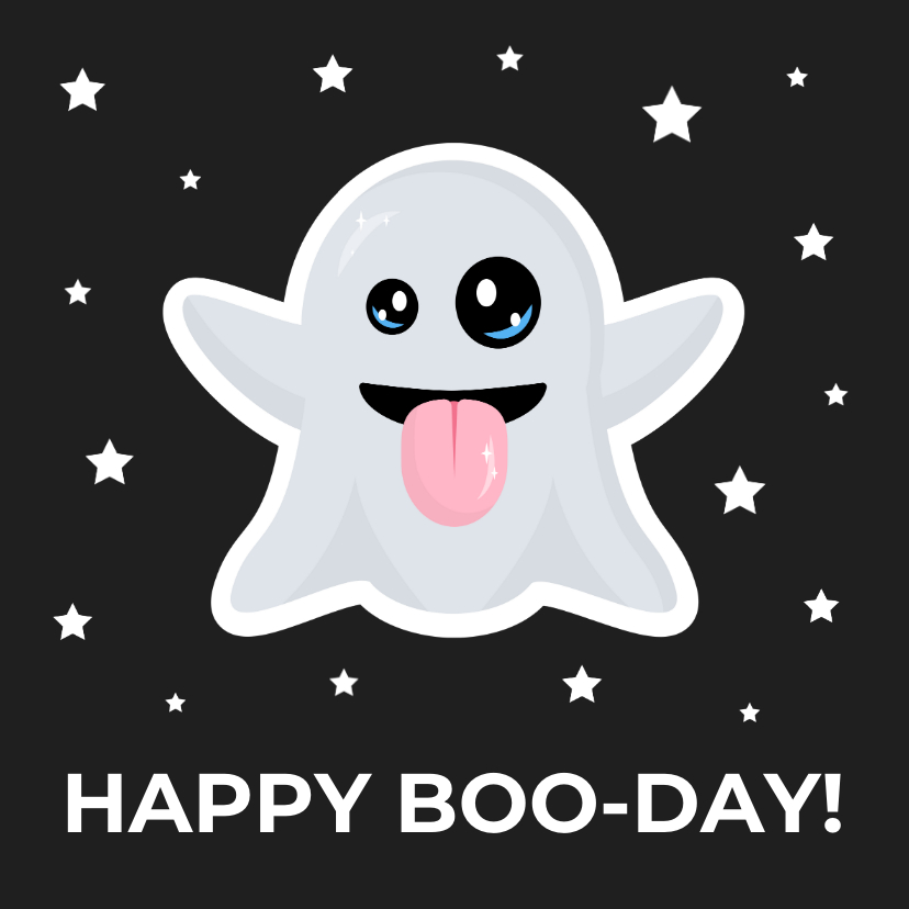 Verjaardagskaarten - Happy boo-day verjaardagskaartje met emoji spookje
