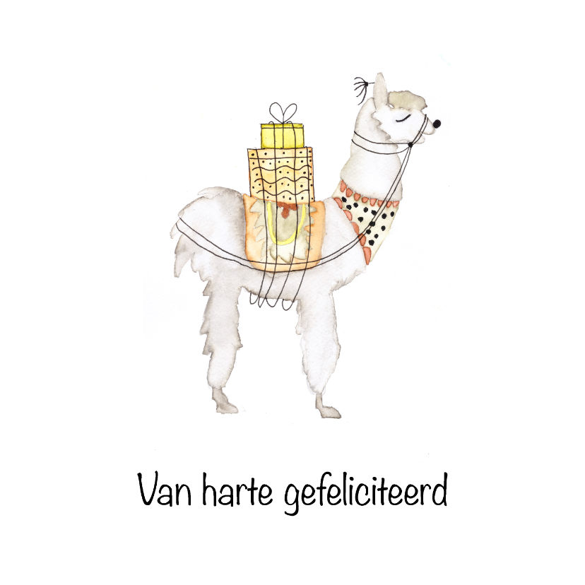 Hippe aquarel alpaca verjaardagskaart - Verjaardagskaarten Verjaardagskaarten - Hippe aquarel alpaca verjaardagskaart