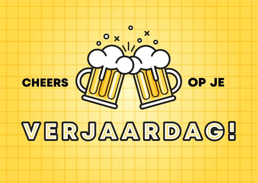 Hippe verjaardagskaart cheers op je verjaardag met bier - Verjaardagskaarten Verjaardagskaarten - Hippe verjaardagskaart cheers op je verjaardag met bier
