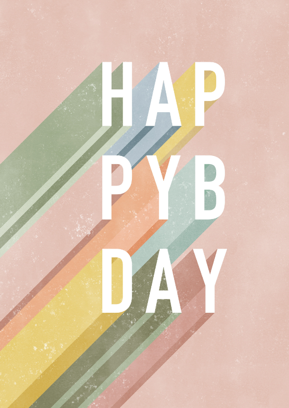 Verjaardagskaarten - Hippe verjaardagskaart Happy Birthday met regenboog letters