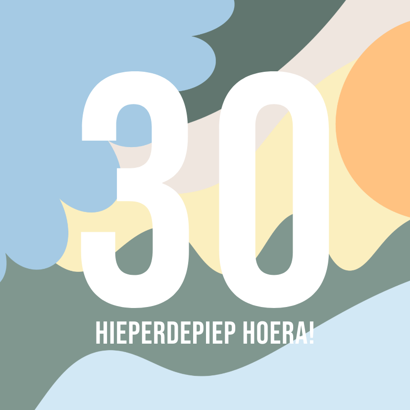 Verjaardagskaarten - Hippe verjaardagskaart met grote leeftijd in groen en blauw