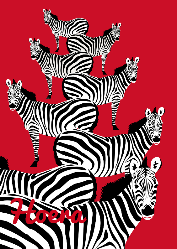 Hoera, gefeliciteerd met zebra's - Verjaardagskaarten Verjaardagskaarten - Hoera, gefeliciteerd met zebra's