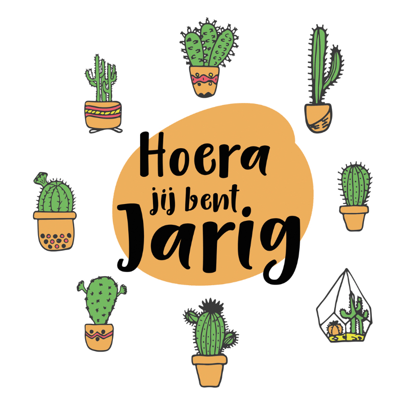 hoera jij bent jarig cactus - Verjaardagskaarten Verjaardagskaarten - hoera jij bent jarig cactus