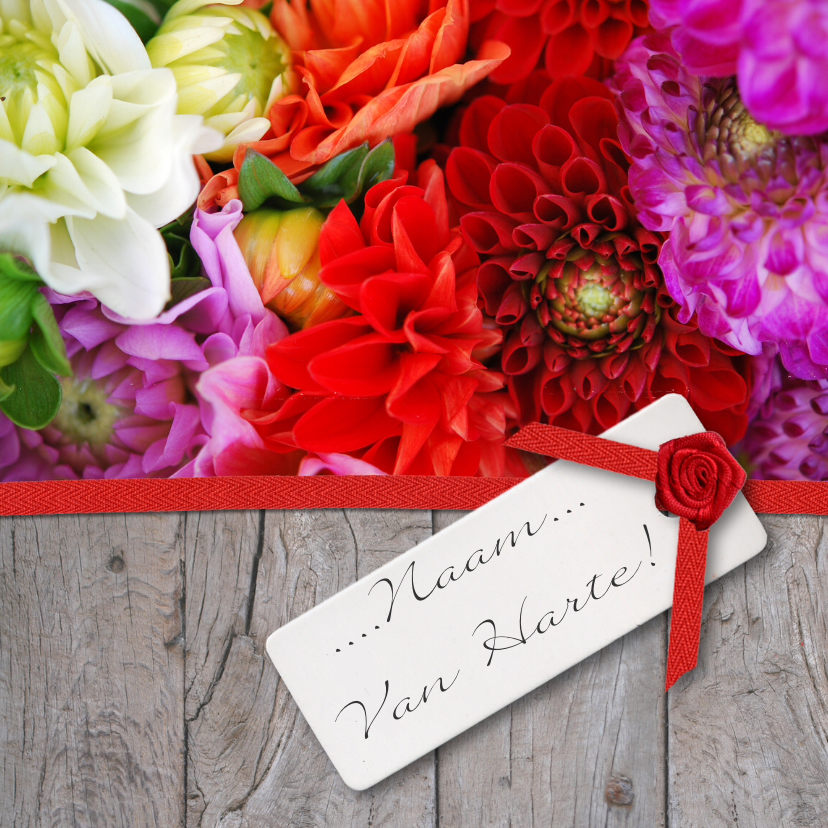Verjaardagskaarten - Hout lint en bloemen