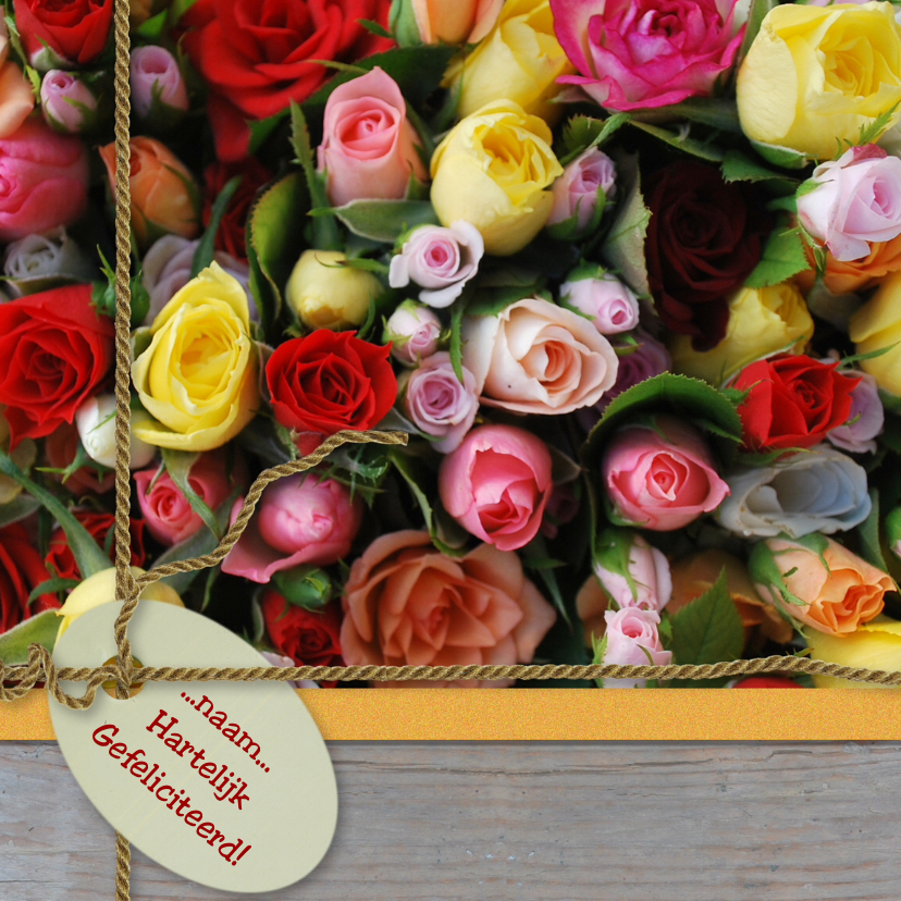 Italiaanse rozen hout label lint - Verjaardagskaarten Verjaardagskaarten - Italiaanse rozen hout label lint