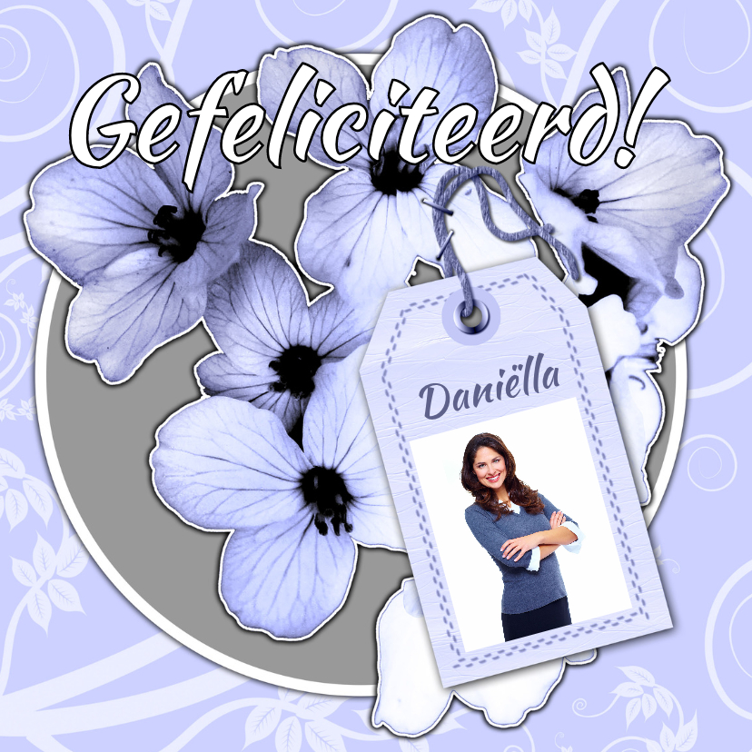 Jarig bloemen en naamkaartje a - Verjaardagskaarten Verjaardagskaarten - Jarig bloemen en naamkaartje a
