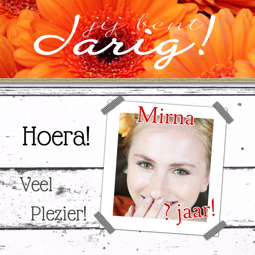 Jarig bloemen zelf aanpassen c - Verjaardagskaarten Verjaardagskaarten - Jarig bloemen zelf aanpassen c