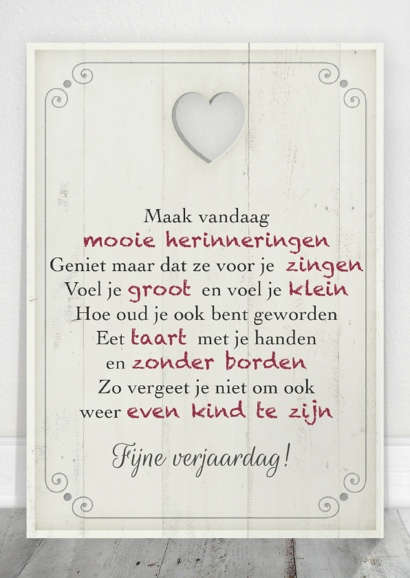 Verjaardagskaarten - Jarig Houten bord CliniClowns
