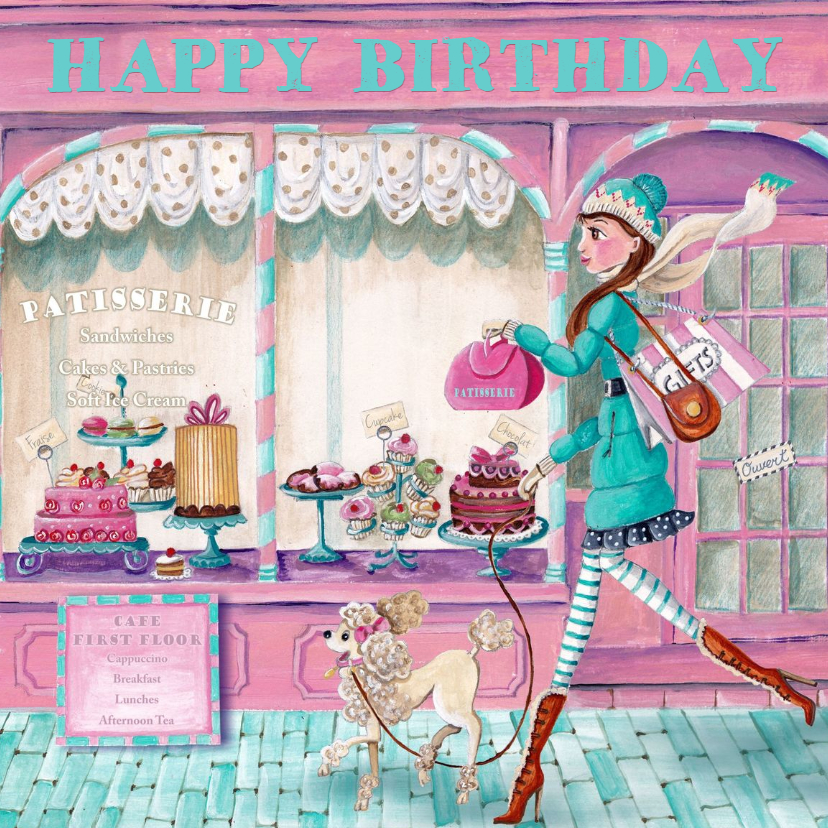 Verjaardagskaarten - Jarig Patisserie Cupcake Taart Meisje