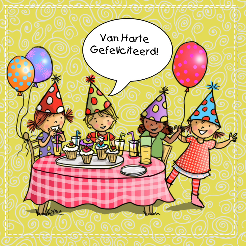 Kinderfeest verjaardagskaart - Verjaardagskaarten Verjaardagskaarten - Kinderfeest verjaardagskaart