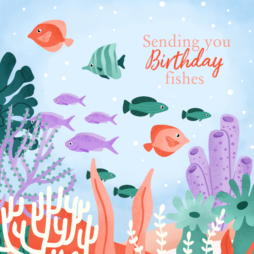Verjaardagskaarten - Kleurrijke verjaardagskaart onderwaterwereld