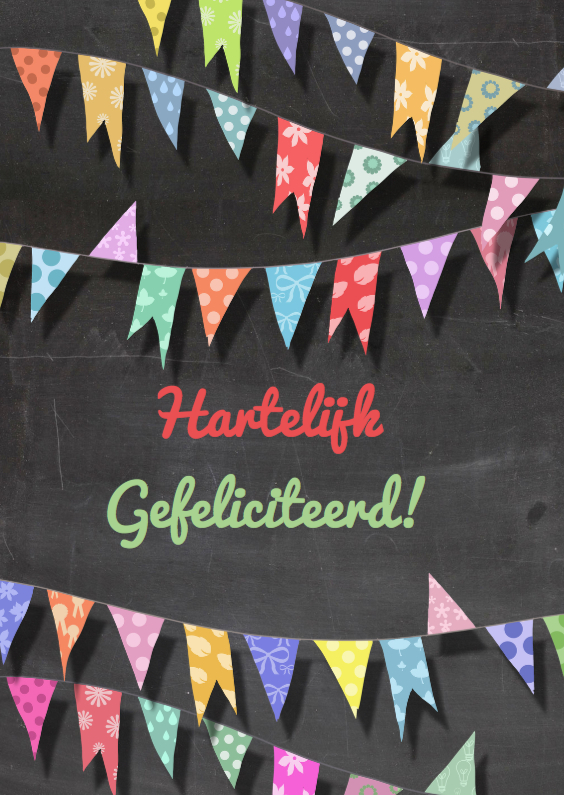 Krijtbord vlaggetjes kaart - Verjaardagskaarten Verjaardagskaarten - Krijtbord vlaggetjes kaart
