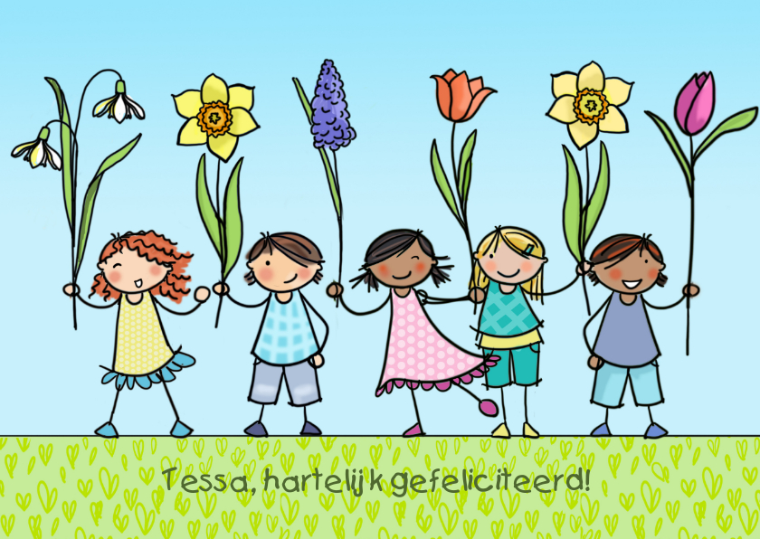 Verjaardagskaarten - Lente verjaardagskaart Anet Illustraties