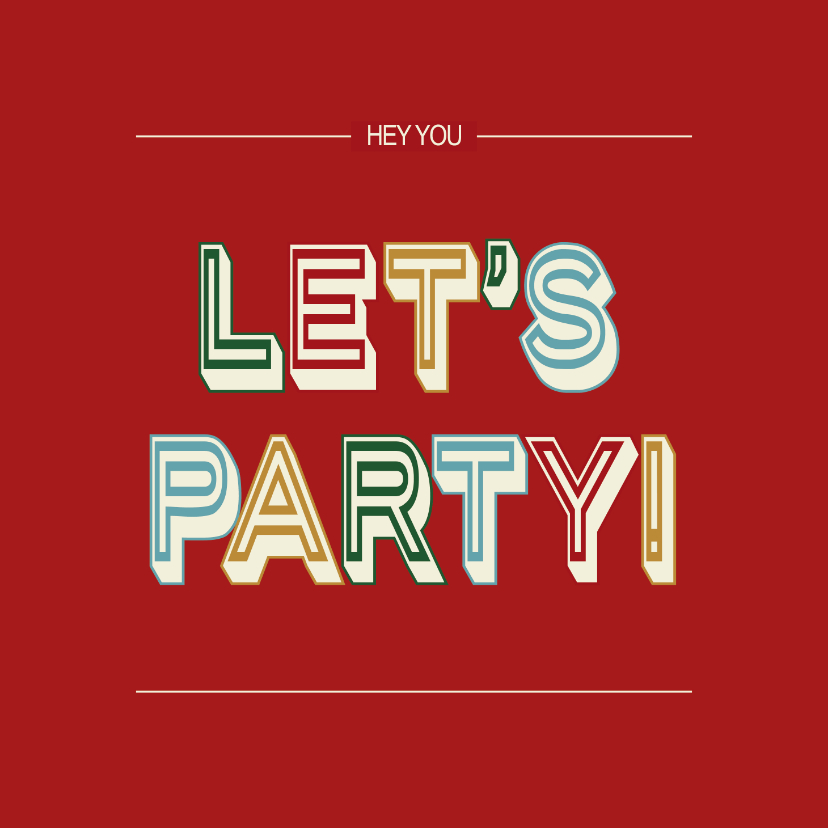 Let's party - retro - verjaardagskaart - Verjaardagskaarten Verjaardagskaarten - Let's party - retro - verjaardagskaart