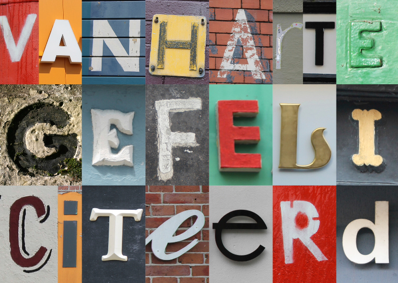 Letters van harte gefeliciteerd - Verjaardagskaarten Verjaardagskaarten - Letters van harte gefeliciteerd