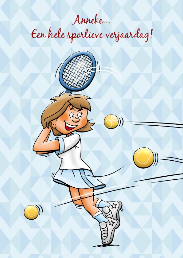 Verjaardagskaarten - Leuke tennis- verjaardagskaart van een vrouw