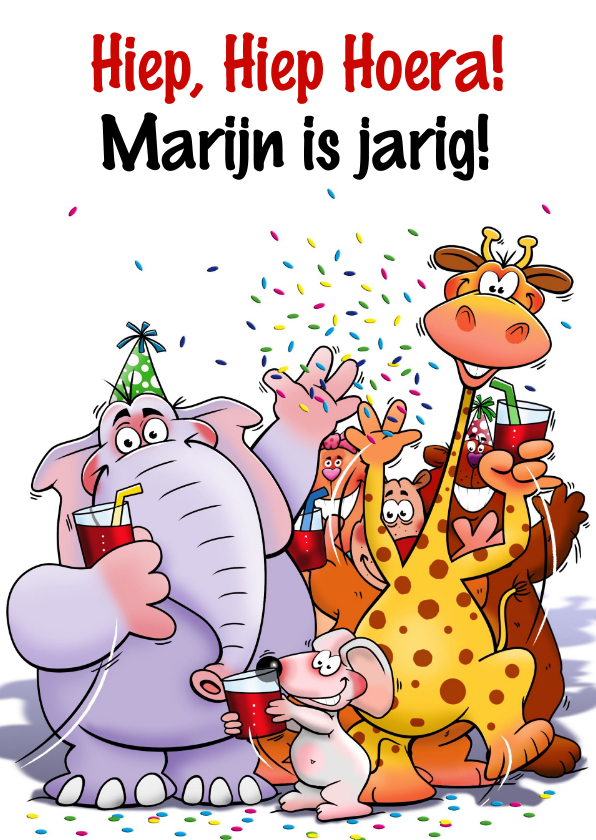 Verjaardagskaarten - Leuke verjaardagkaart met grappige dieren voor een kind