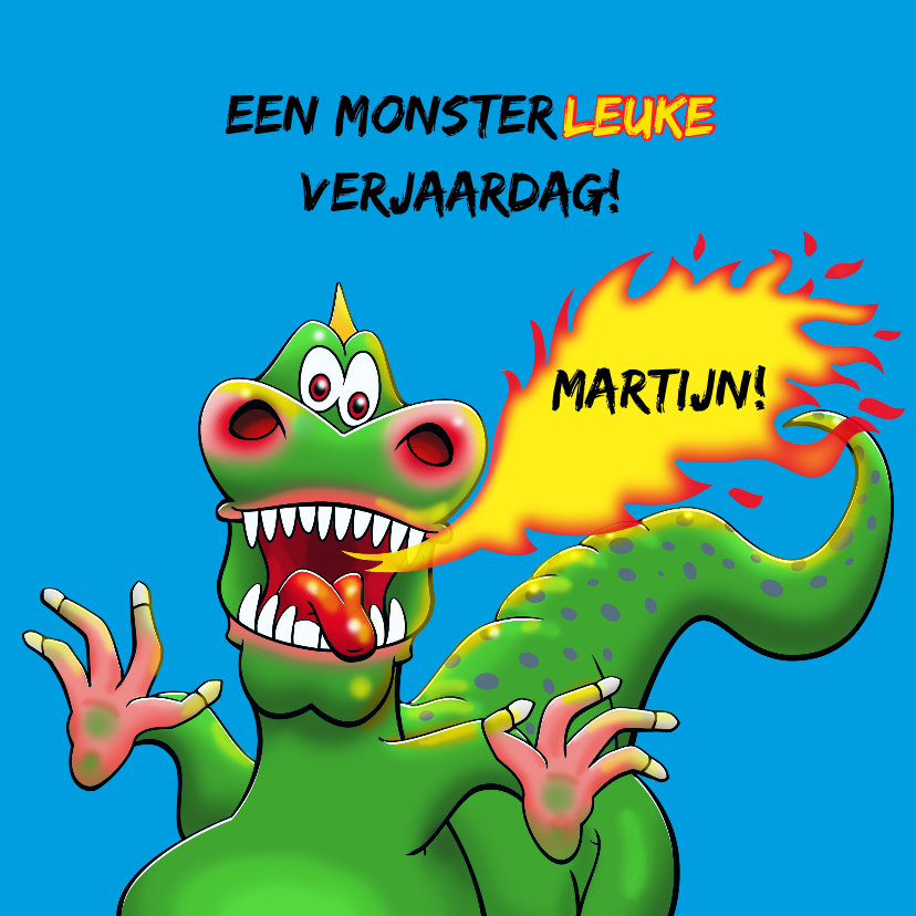 Leuke verjaardagskaart met beetje eng monster voor kind - Verjaardagskaarten Verjaardagskaarten - Leuke verjaardagskaart met beetje eng monster voor kind