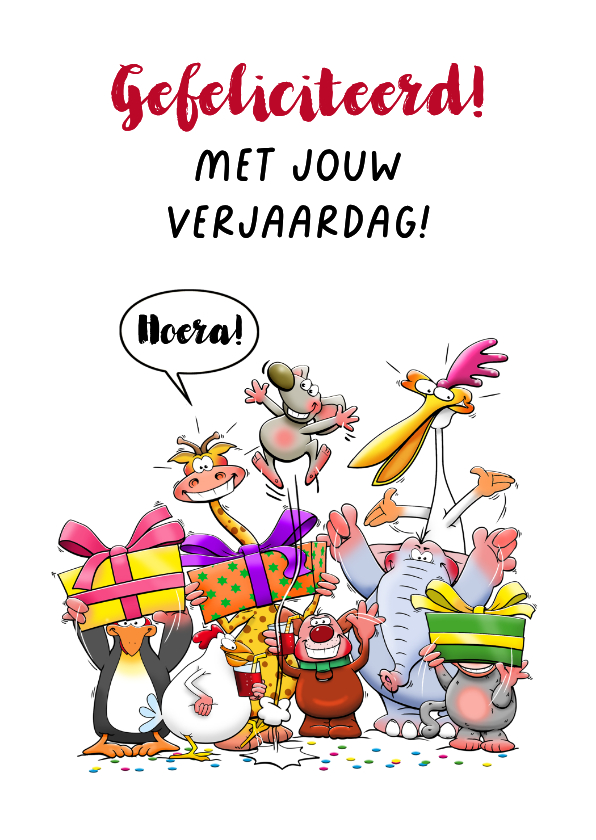 Verjaardagskaarten - Leuke verjaardagskaart met grappige beesten
