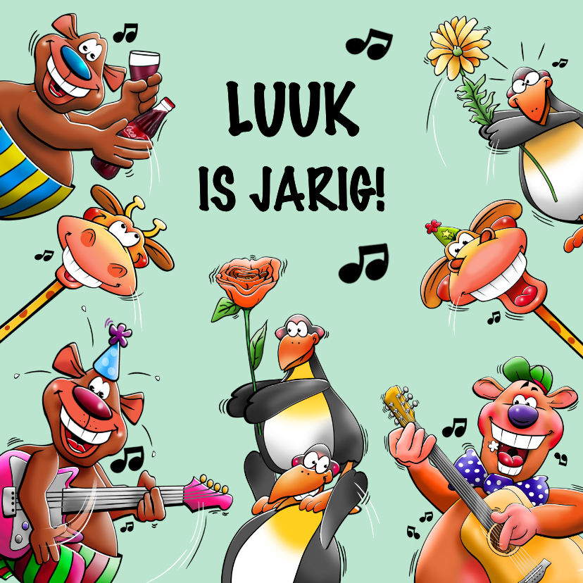 Verjaardagskaarten - Leuke verjaardagskaart met leuke grappige dieren