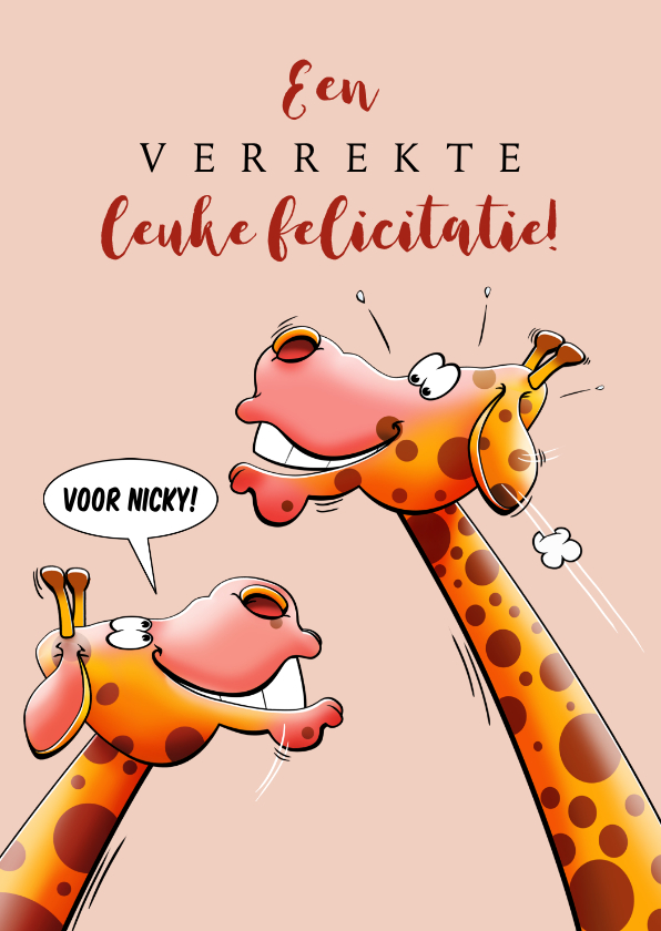 Verjaardagskaarten - Leuke verjaardagskaart voor een vrouw met grappige giraffen