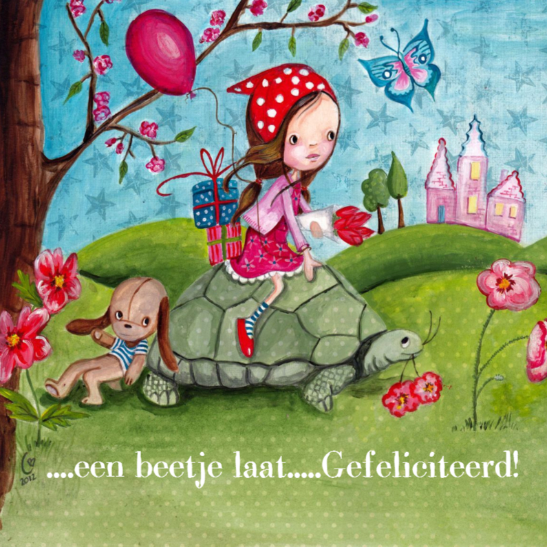 Lief Meisje Schildpad - Verjaardagskaarten Verjaardagskaarten - Lief Meisje Schildpad