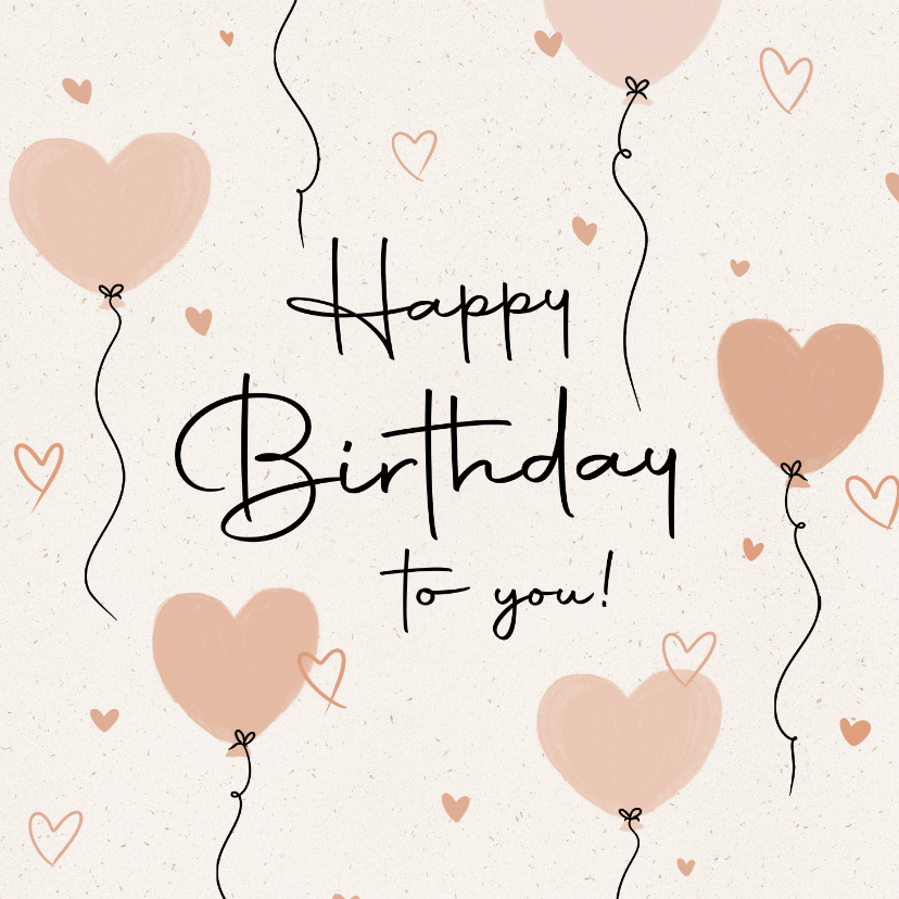 Verjaardagskaarten - Lief verjaardagskaartje met hartjes ballonnen in wit en roze