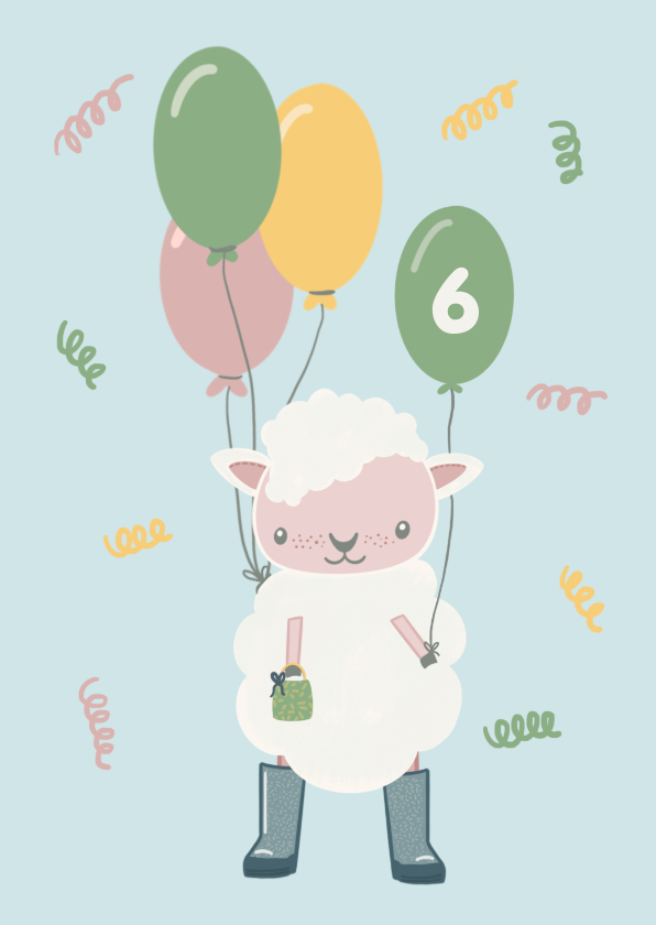 Lieve verjaardagskaart illustratie schaapje in regenlaarzen - Verjaardagskaarten Verjaardagskaarten - Lieve verjaardagskaart illustratie schaapje in regenlaarzen