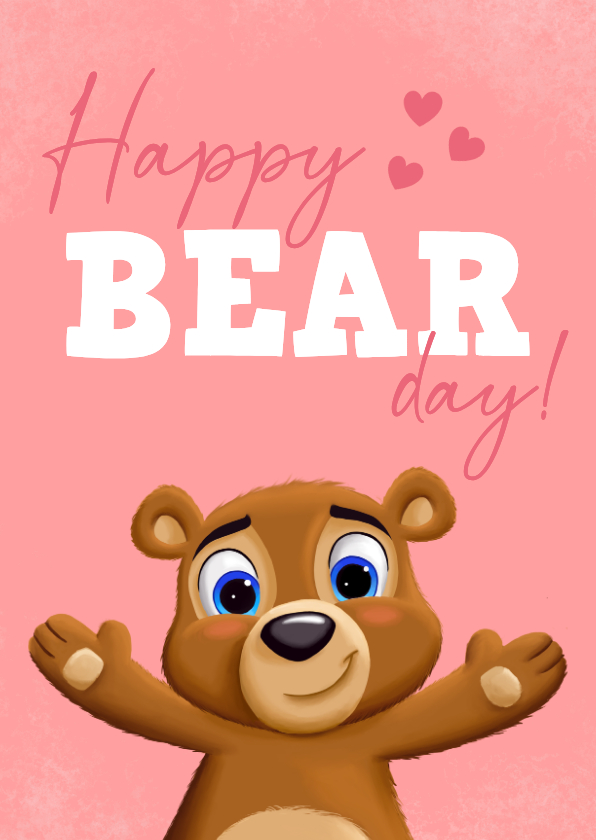 Verjaardagskaarten - Lieve verjaardagskaart met lief beertje: Happy Bearday!
