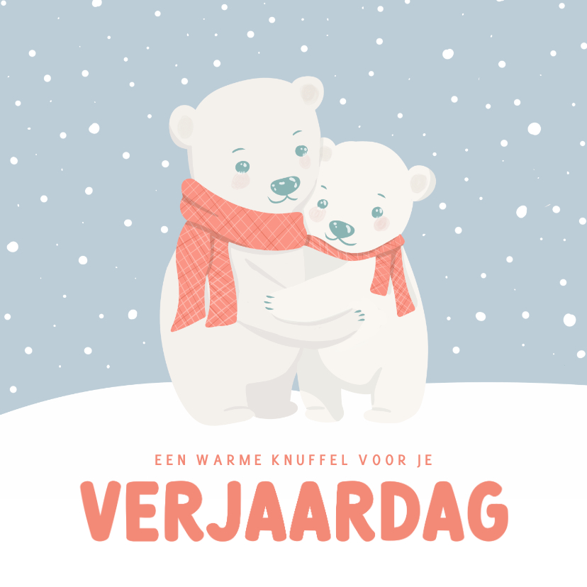 Lieve winterse verjaardagskaart met knuffelende beertjes - Verjaardagskaarten Verjaardagskaarten - Lieve winterse verjaardagskaart met knuffelende beertjes