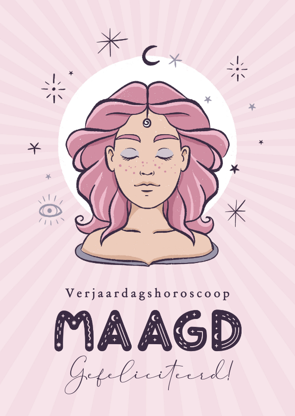 Verjaardagskaarten - Maagd horoscoop verjaardagskaart illustratie zodiac