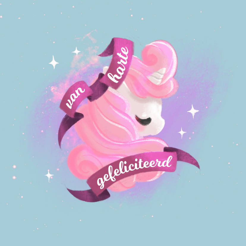Magische verjaardagskaart met lieve eenhoorn - Verjaardagskaarten Verjaardagskaarten - Magische verjaardagskaart met lieve eenhoorn