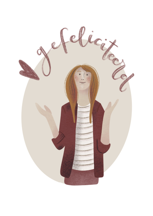 Meisje met hartje en gefeliciteerd - Verjaardagskaarten Verjaardagskaarten - Meisje met hartje en gefeliciteerd