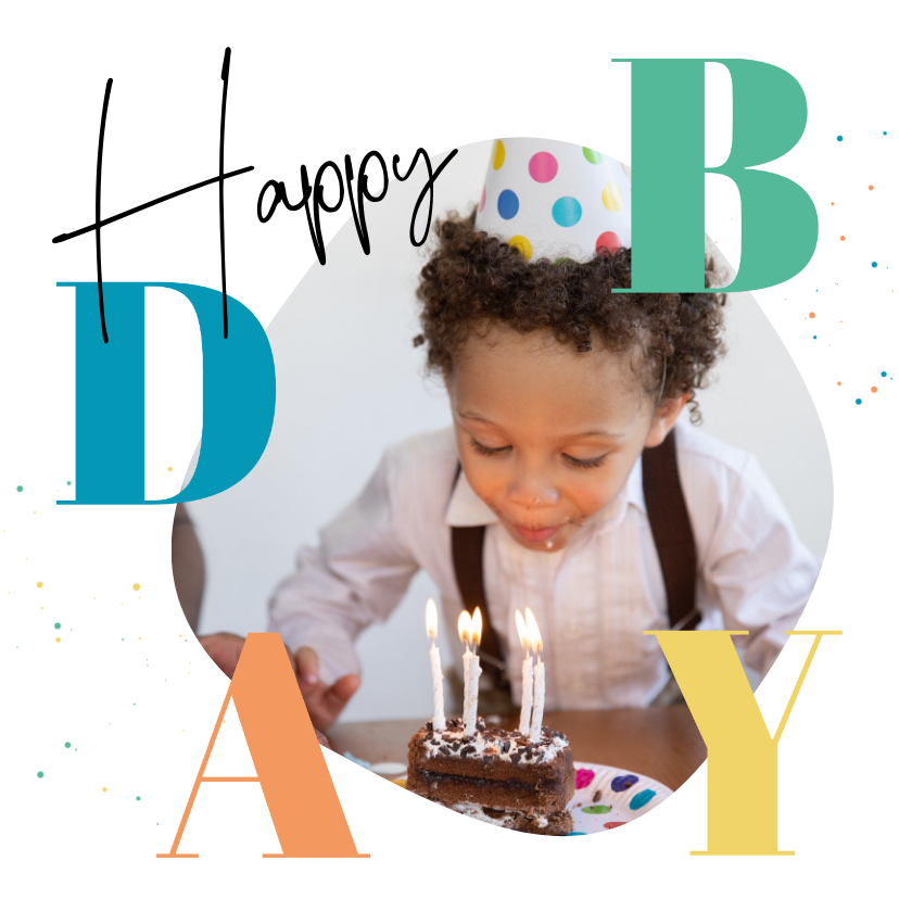 Verjaardagskaarten - Minimalistisch verjaardagskaartje wit bday stoer