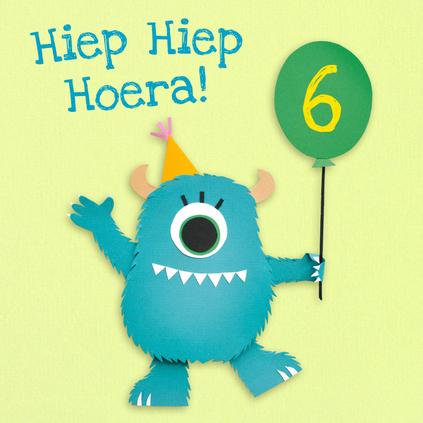 Monster met ballon verjaardagskaart - Verjaardagskaarten Verjaardagskaarten - Monster met ballon verjaardagskaart