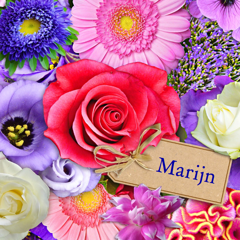 Mooie verjaardag boeket met kleurige bloemen - Verjaardagskaarten Verjaardagskaarten - Mooie verjaardag boeket met kleurige bloemen
