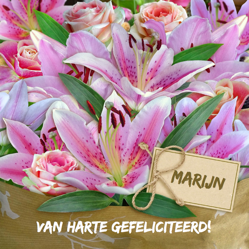 Mooie verjaardagskaart met boeket lelies voor senior - Verjaardagskaarten Verjaardagskaarten - Mooie verjaardagskaart met boeket lelies voor senior