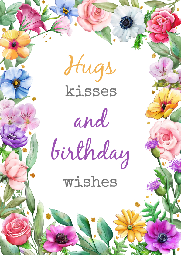 Verjaardagskaarten - Mooie verjaardagskaart met kleurige bloemen voor tiener