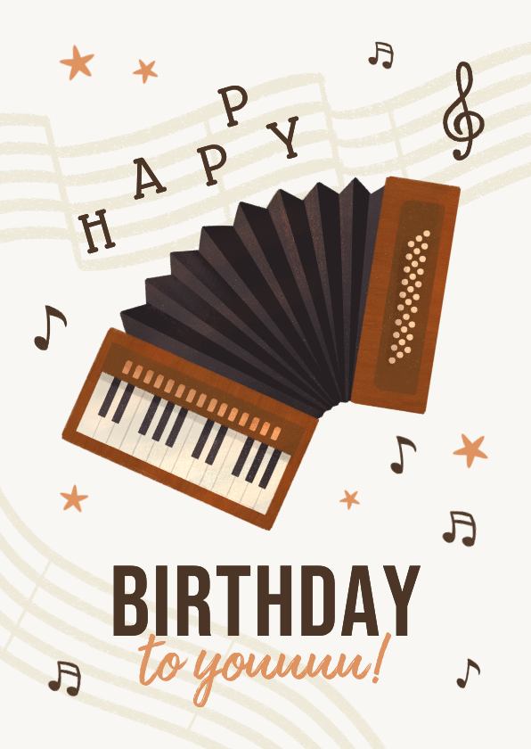 Muzikale verjaardagskaart accordeon muziek happy birthday - Verjaardagskaarten Verjaardagskaarten - Muzikale verjaardagskaart accordeon muziek happy birthday