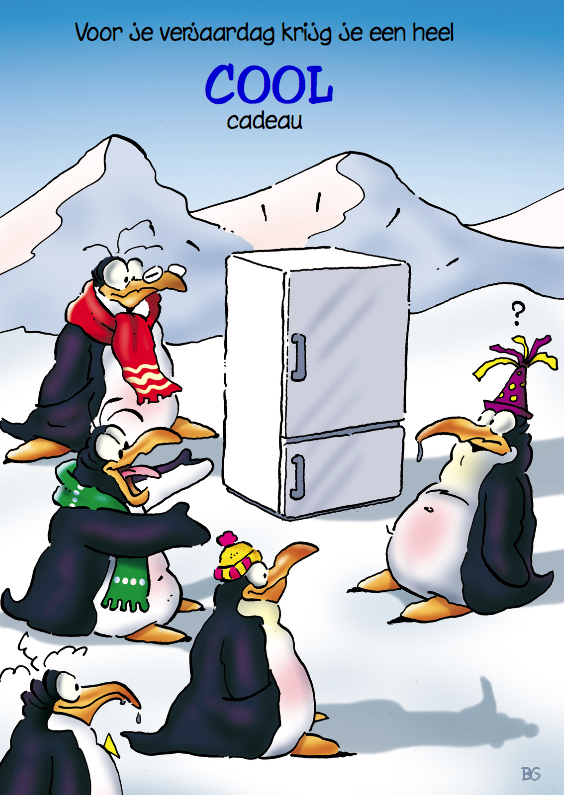 penguins verjaardag 2 met koelkast - Verjaardagskaarten Verjaardagskaarten - penguins verjaardag 2 met koelkast