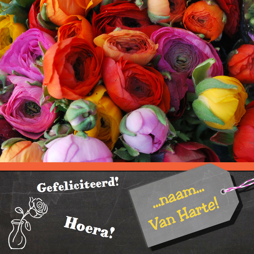 Ranonkel krijtbord - Verjaardagskaarten Verjaardagskaarten - Ranonkel krijtbord