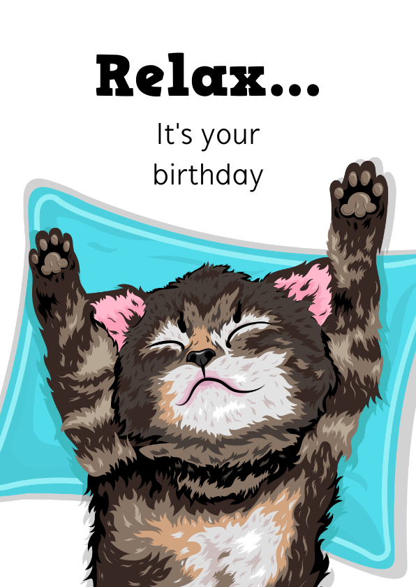 Verjaardagskaarten - Relax verjaardagskaart met kitten
