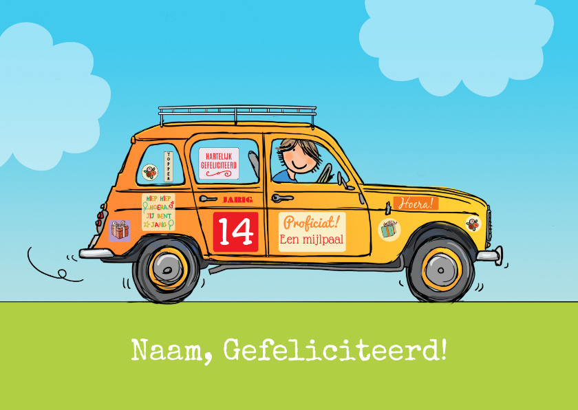 Verjaardagskaarten - Renault vier verjaardagskaart