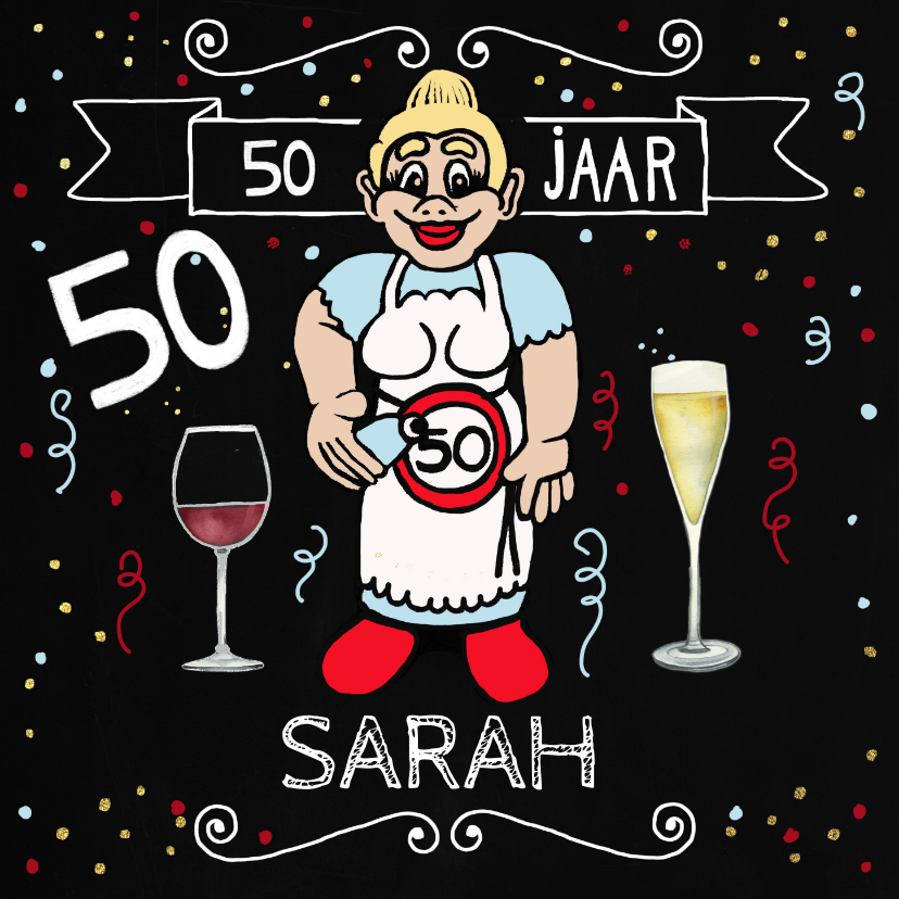 Verjaardagskaarten - Sarahpop wijntje