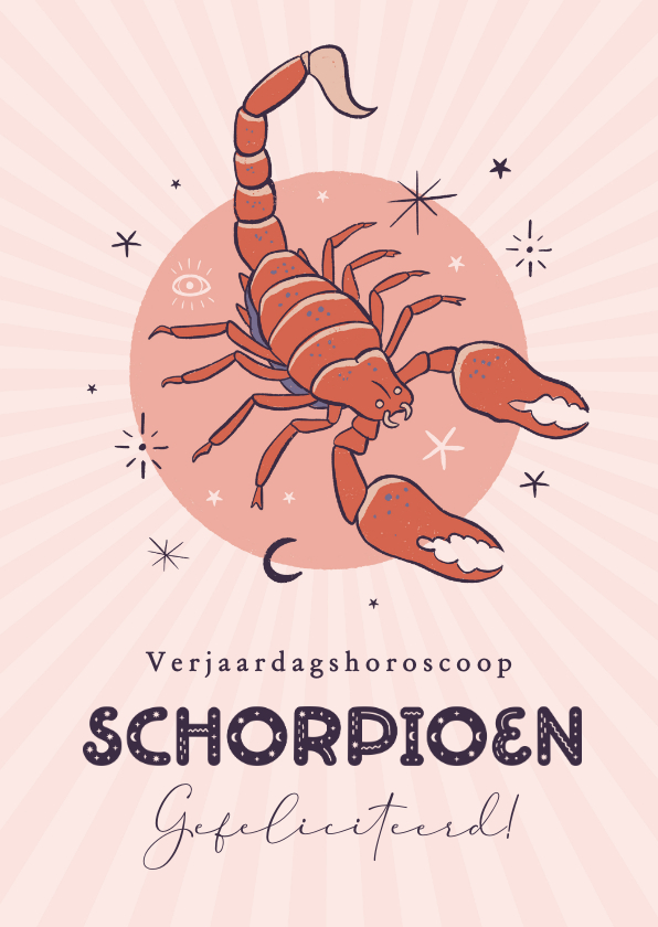 Verjaardagskaarten - Schorpioen horoscoop verjaardagskaart illustratie zodiac